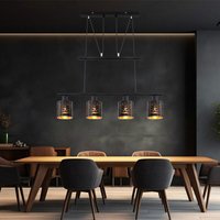 Hängelampe Esstisch Modern Pendelleuchte Höhenverstellbar Esstischlampe Höhenverstellbar, 4 Flammig schwarz gold, 4x E14, LxH 70 x 100-180 cm von Globo