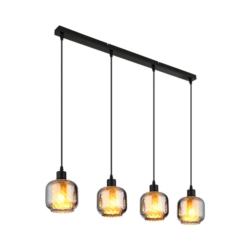 Globo Hängelampe Pendelleuchte Lampe Rauchgrau Glas 4 Flammig Länge 89 Cm Lampe B-Ware von Globo