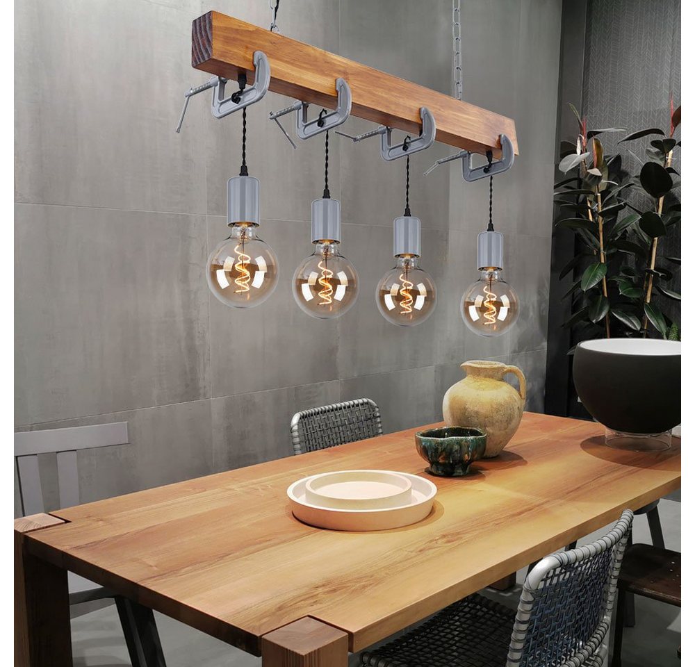 Globo Hängeleuchte, Leuchtmittel nicht inklusive, Hängeleuchte Holz Esstisch Lampe Küche hängend von Globo