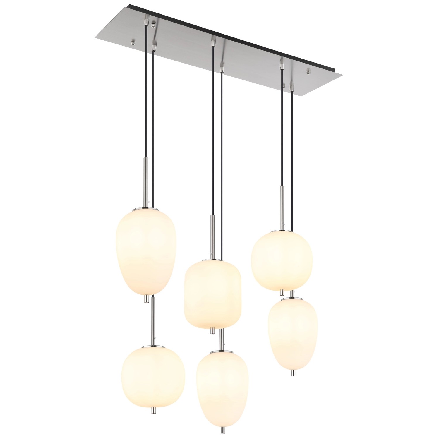 Globo Hängeleuchte Blacky I Nickel/Opal 6-flammig Globo Hängeleuchte Blacky I Nickel/Opal 6-flammig von Globo