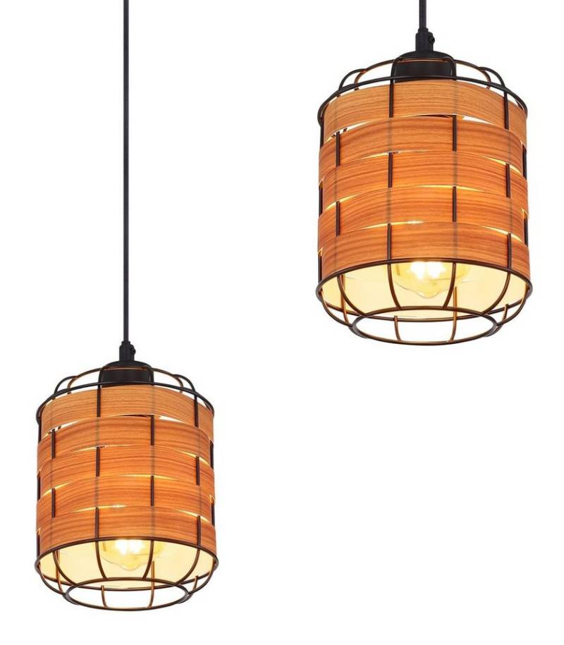 GLOBO LIGHTING Hängeleuchte Hängeleuchte Esszimmer Hängelampe Holz Optik Pendelleuchte Küche von GLOBO LIGHTING