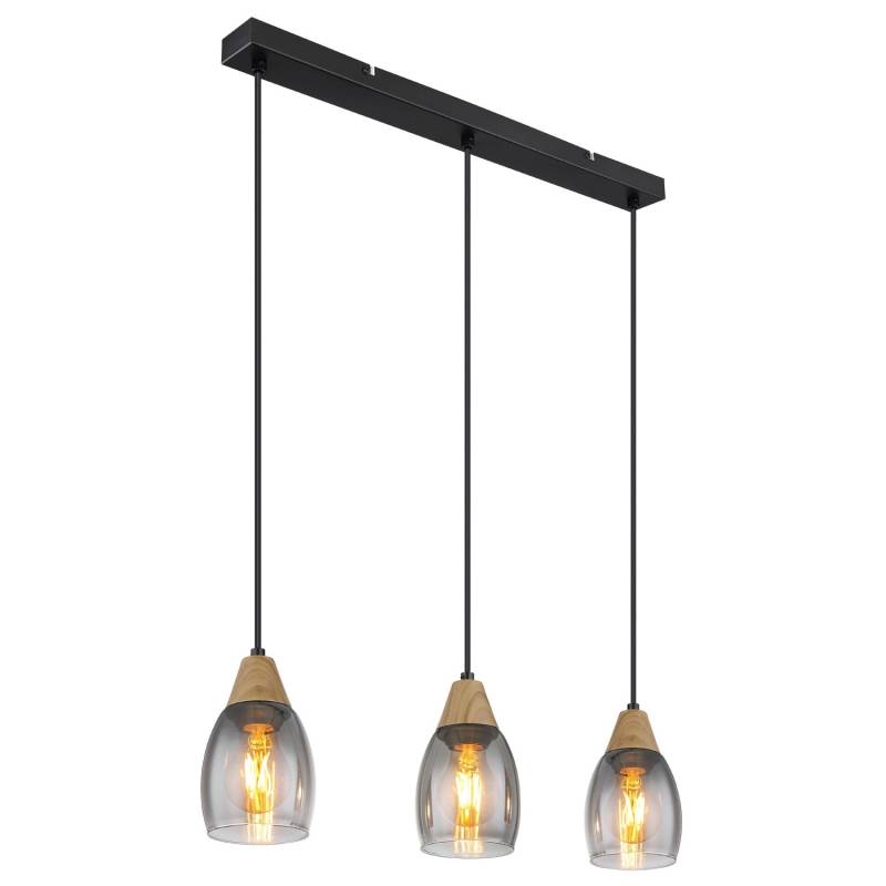 Globo Hängeleuchte Reid Schwarz/Holzfarben 55 x 10 cm 3-flammig Globo Hängeleuchte Reid Schwarz/Holzfarben 55 x 10 cm 3-flammig von Globo