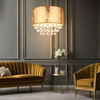 Led Hängeleuchte Textil gold Pendelleuchte Kristalle klar Esszimmer Wohnzimmerlampe Pendel, Blattgold Optik, 9W 810lm warmweiß, DxH 40 x 140 cm Led Hängeleuchte Textil gold Pendelleuchte Kristalle klar Esszimmer Wohnzimmerlampe Pendel, Blattgold Optik, 9W 810lm warmweiß, DxH 40 x 140 cm von GLOBO LIGHTING