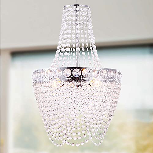 GLOBO Kristallleuchter hängend Wohnzimmer Hängelampe Modern Deckenlampe Kronleuchter, verchromt klar, 3 Flammig E27, DxH 38x150 cm von GLOBO
