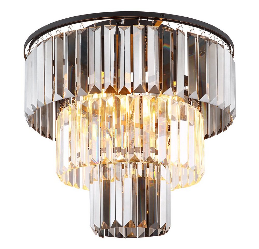 GLOBO LIGHTING LED Deckenleuchte, Leuchtmittel inklusive, Warmweiß, Deckenlampe Esszimmerleuchte LED Kronleuchter Glaskristalle rauch von GLOBO LIGHTING