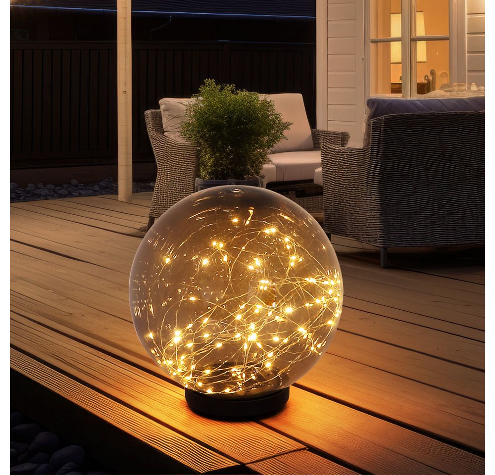 Globo LED Außen-Stehlampe, LED-Leuchtmittel fest verbaut, LED Solar Außen Tisch Steck Lampe Garten Lichterkette Kugel von Globo