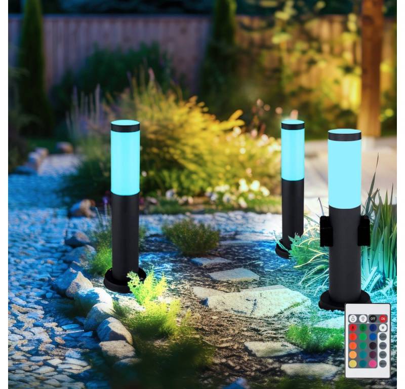 GLOBO LIGHTING LED Außen-Stehlampe, Leuchtmittel inklusive, Außenstehlampe Sockelleuchte Gartenlampe dimmbar Fernbedienung LED 3x von GLOBO LIGHTING