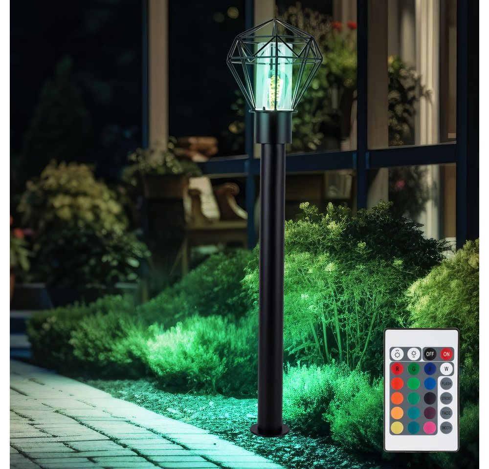 Globo LED Außen-Stehlampe, Leuchtmittel inklusive, Farbwechsel, Warmweiß, Außenstehlampe Wegelampe Sockellampe dimmbar Fernbedienung RGB LED von Globo