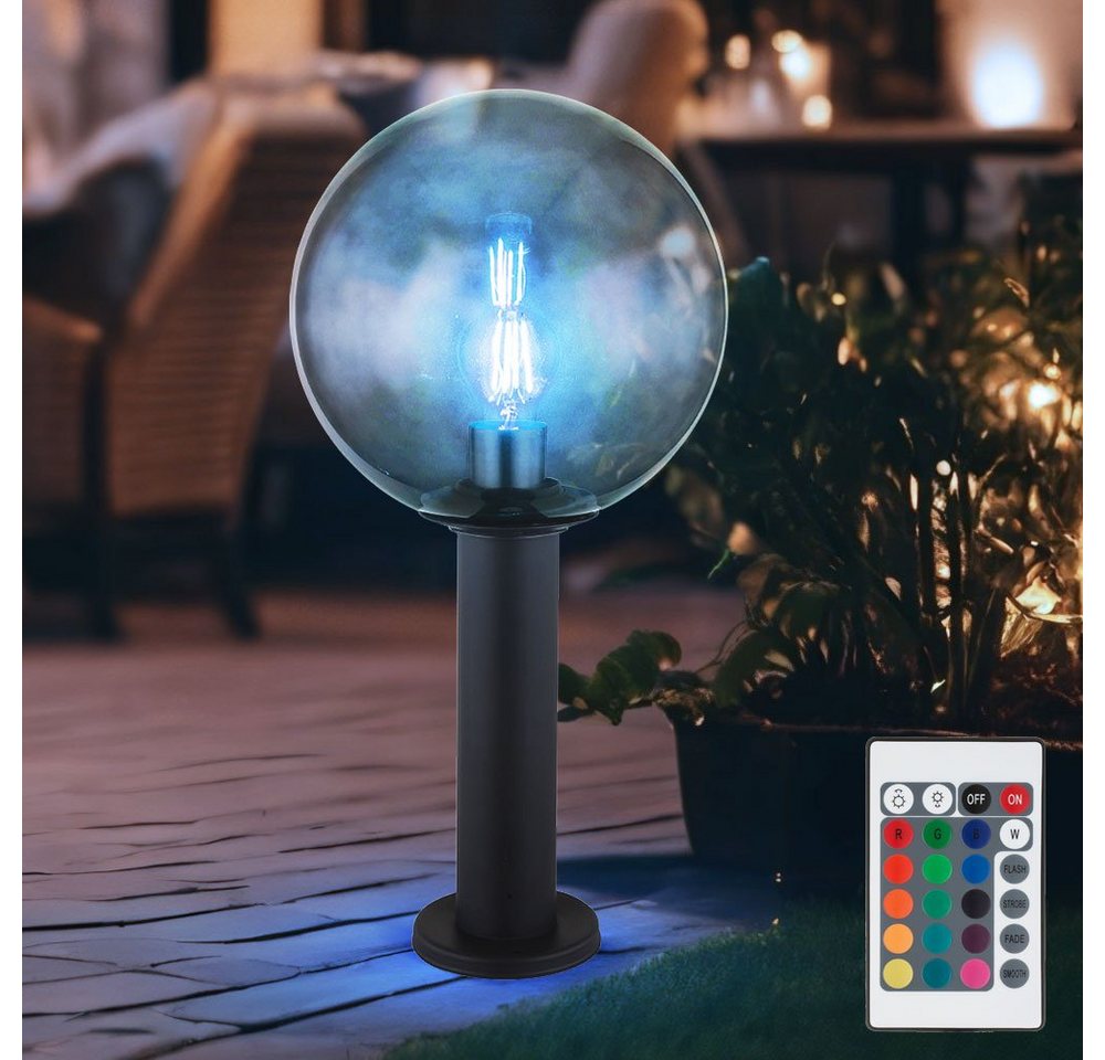 Globo LED Außen-Stehlampe, Leuchtmittel inklusive, Farbwechsel, Warmweiß, Sockellampe Außenstehlampe dimmbar Fernbedienung Gartenlampe LED RGB von Globo