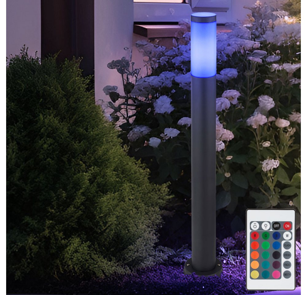Globo LED Außen-Stehlampe, Leuchtmittel inklusive, Warmweiß, Farbwechsel, Außenstehlampe Wegeleuchte Gartenlampe dimmbar Fernbedienung RGB LED von Globo