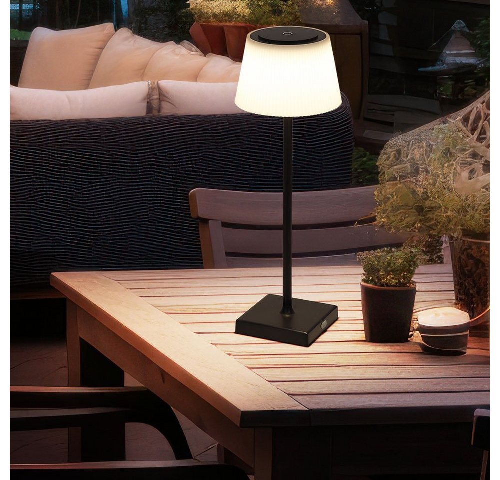 Globo LED Außen-Tischleuchte, LED-Leuchtmittel fest verbaut, Kaltweiß, Warmweiß, Neutralweiß, Tischlampe Tischleuchte Außenlampe Touchdimmer LED Akku Gartenlampe von Globo