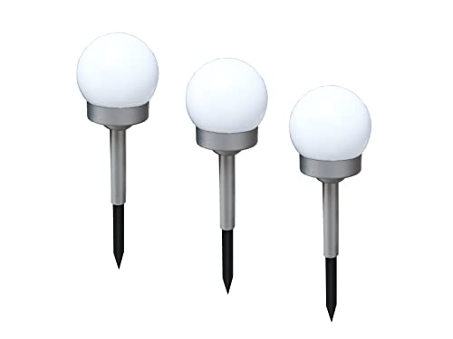 3x LED Solar Außen Steck Lampen Garten Erdspieß Kugel Rasen Leuchten weiß Globo 33770-3 von GLOBO LIGHTING