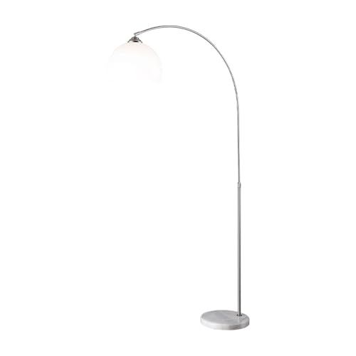 GLOBO LED Bogen Stehlampe höhenverstellbar Bogenleuchte weiß Wohnzimmerlampe Sockel aus Marmor Standleuchte, 1x E27 11 Watt LED warmweiß, Wohnzimmer Schlafzimmer Esszimmer von GLOBO
