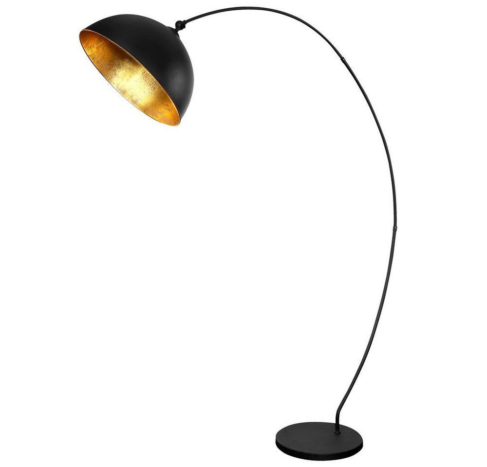 Globo LED Bogenlampe, Leuchtmittel nicht inklusive, Bogen Steh Leuchte schwarz matt Blatt Gold Design Wohn Zimmer von Globo