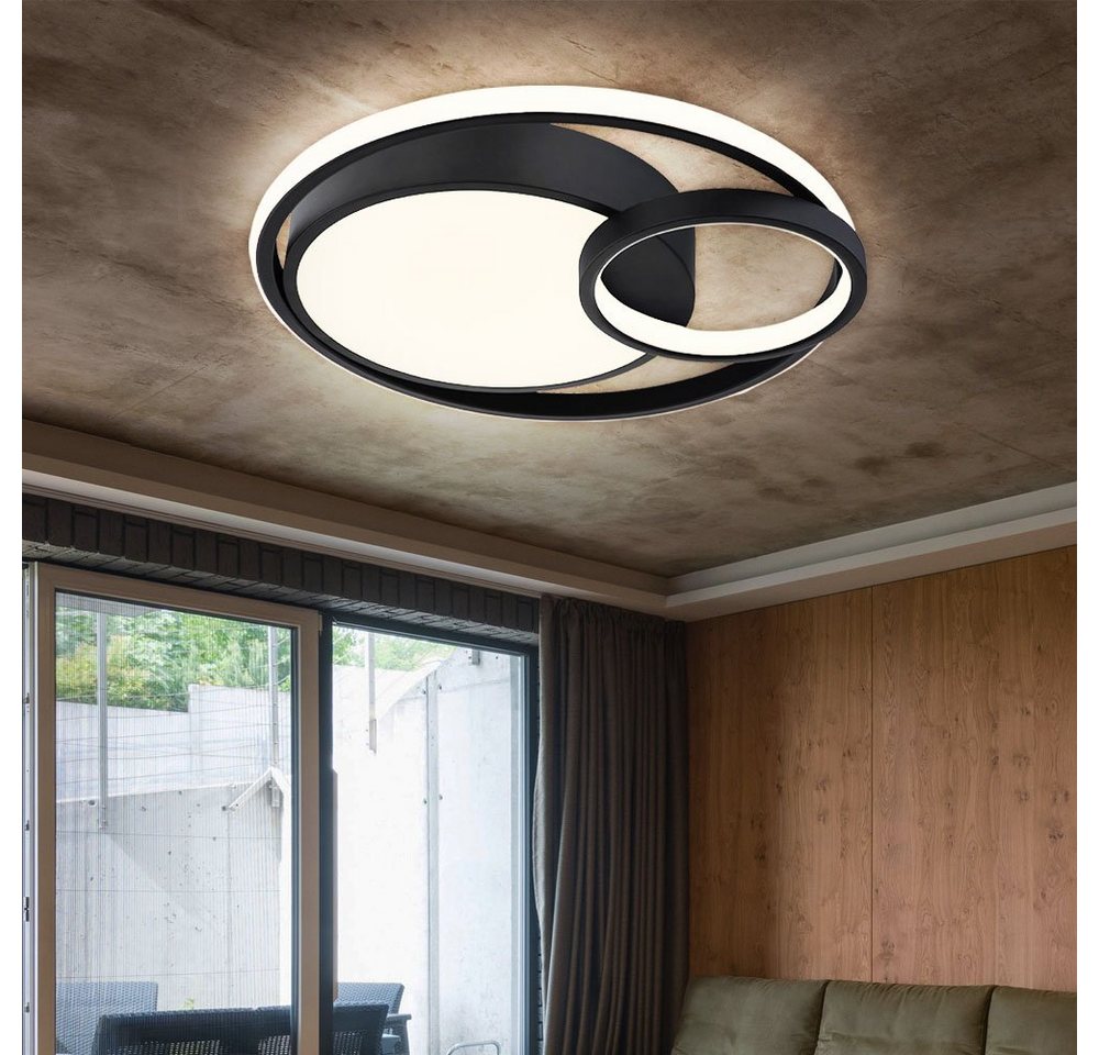 Globo LED Deckenleuchte, LED-Leuchtmittel fest verbaut, Warmweiß, LED Deckenlampe Ring Design Wohnzimmerlampe Modern D 40cm von Globo