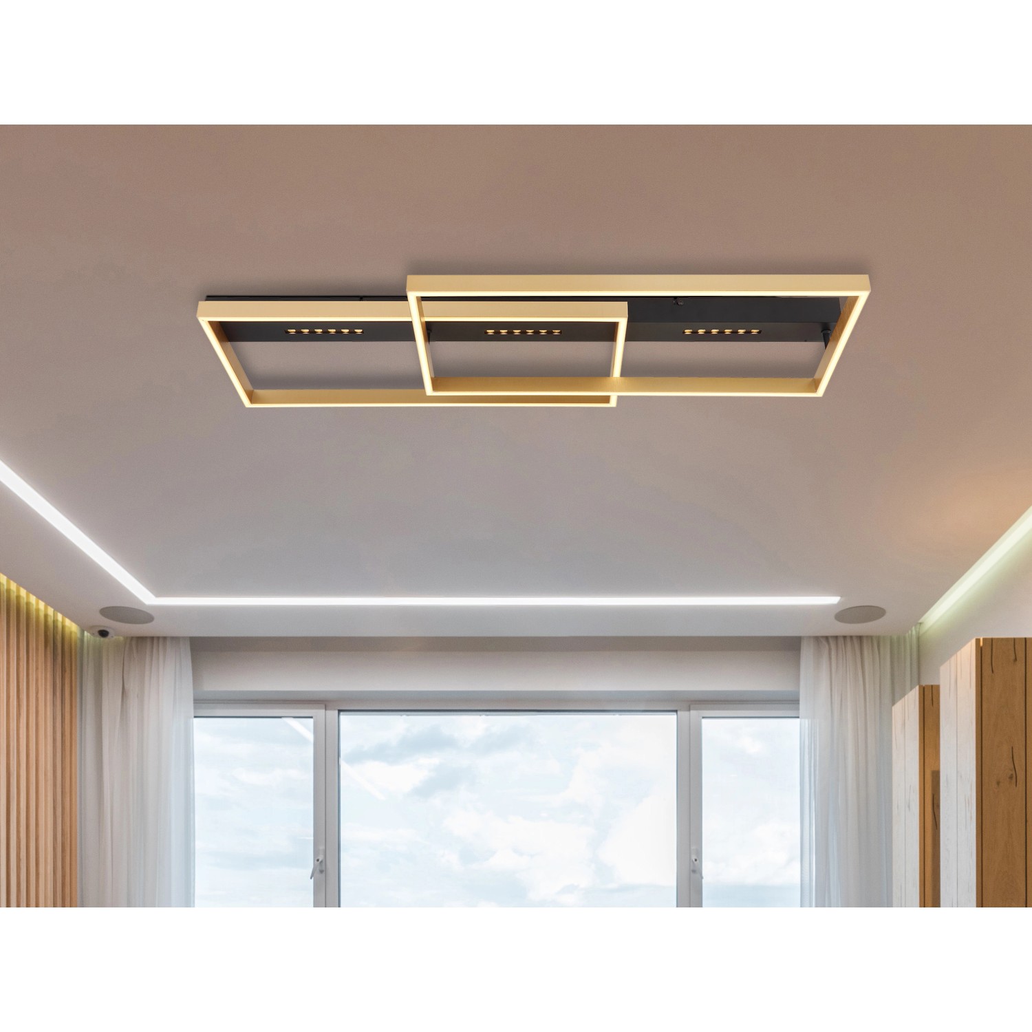Globo LED-Deckenleuchte 1-flammig Schwarz matt 900 x 398 x 102 mm Globo LED-Deckenleuchte 1-flammig Schwarz matt 900 x 398 x 102 mm von Globo
