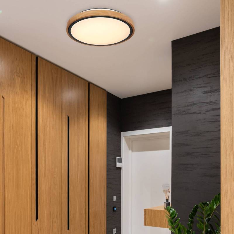 LED-Deckenleuchte Bruno mit Holzrahmen CCT Ø 30 cm LED-Deckenleuchte Bruno mit Holzrahmen CCT Ø 30 cm von Globo