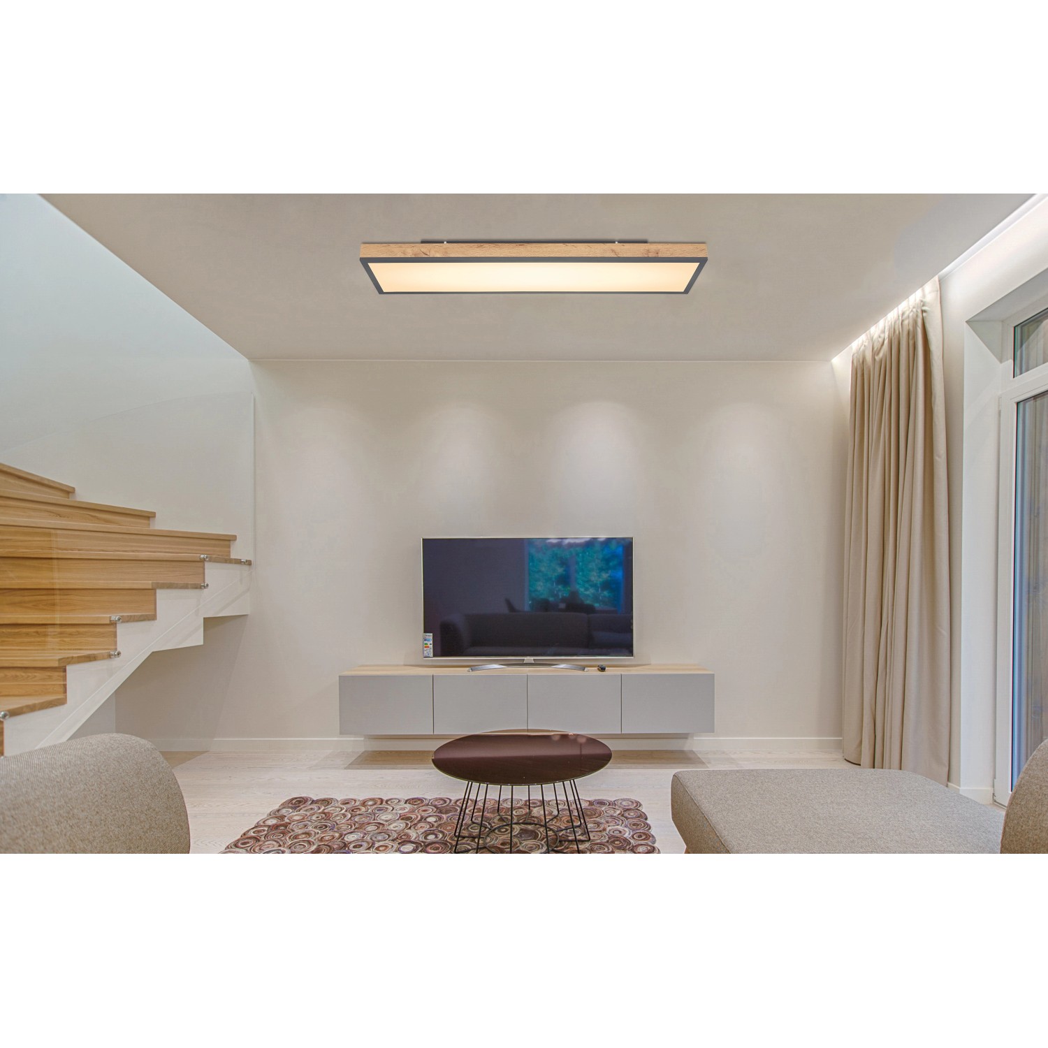 Globo LED-Deckenleuchte Doro 1-flammig Graphit 1200 x 300 x 75 mm von Globo