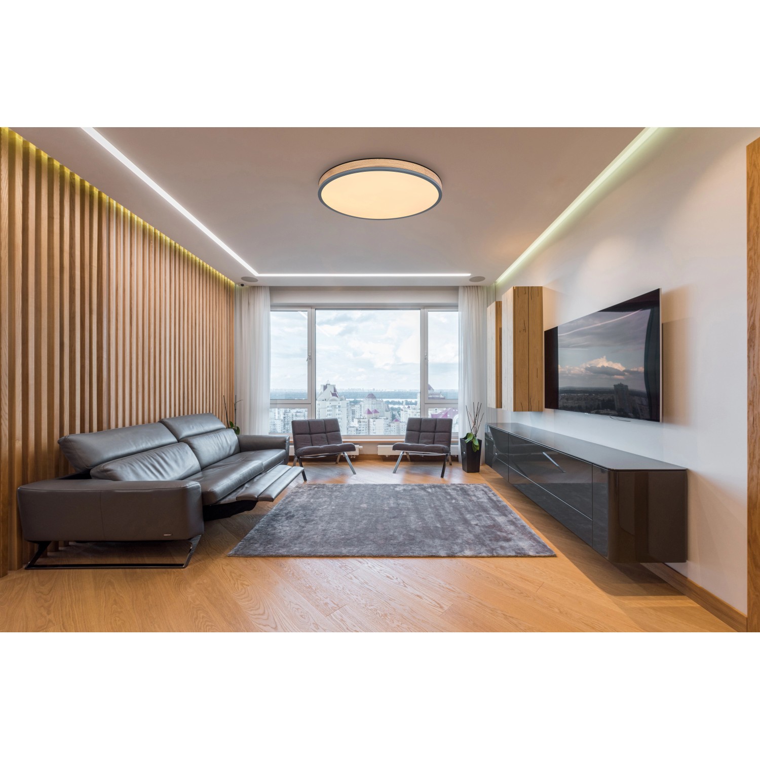 Globo LED-Deckenleuchte Doro 1-flammig Graphit 600 x 85 mm Globo LED-Deckenleuchte Doro 1-flammig Graphit 600 x 85 mm von Globo