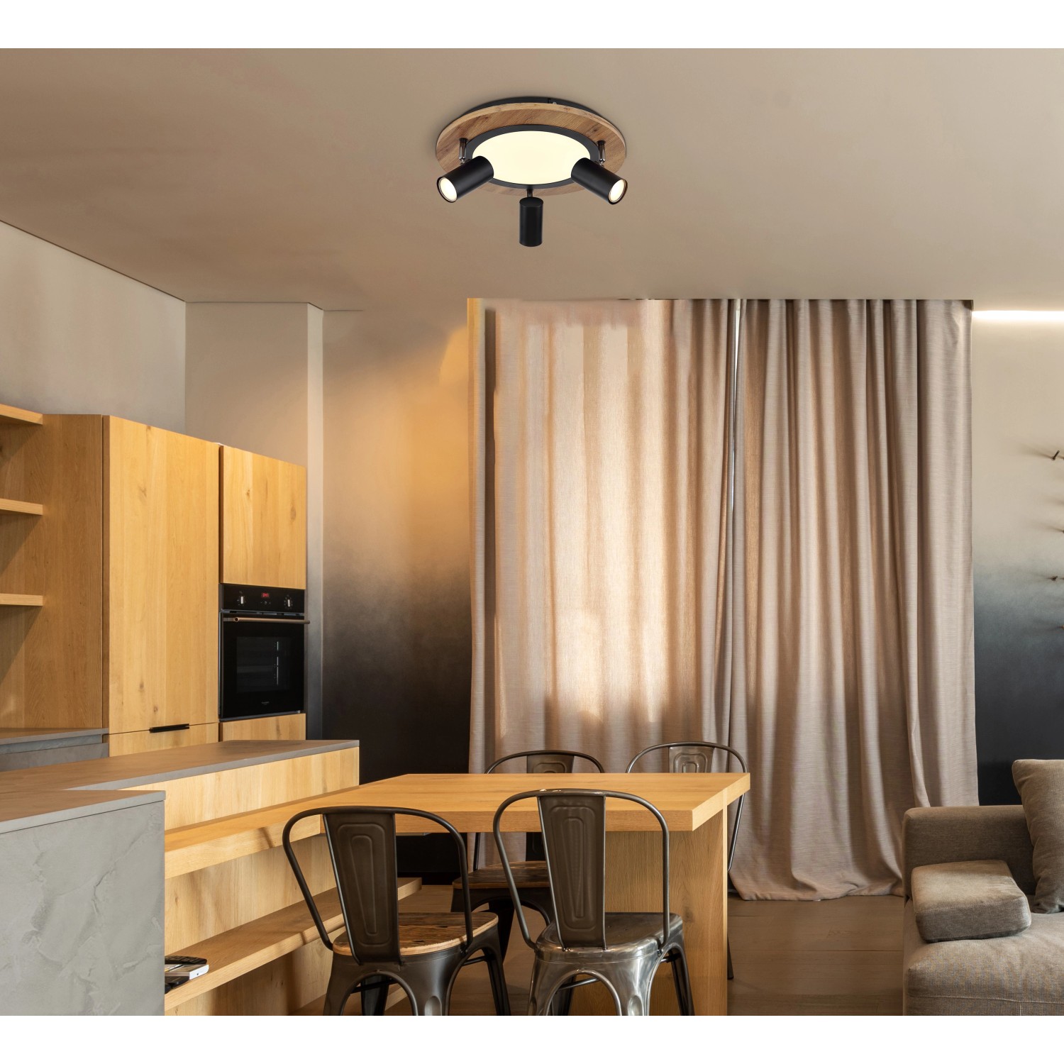 Globo LED-Deckenleuchte Kassu 4-flammig Schwarz matt 400 x 180 mm Globo LED-Deckenleuchte Kassu 4-flammig Schwarz matt 400 x 180 mm von Globo