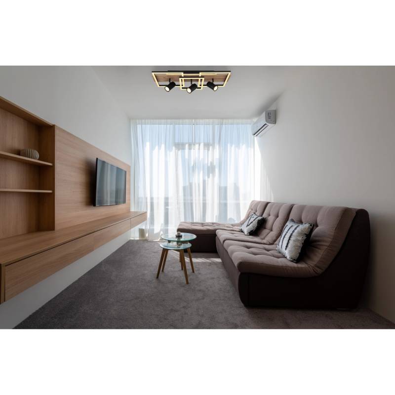 Globo LED-Deckenleuchte Kassu 4-flammig Schwarz matt 720 x 270 x 180 mm von Globo