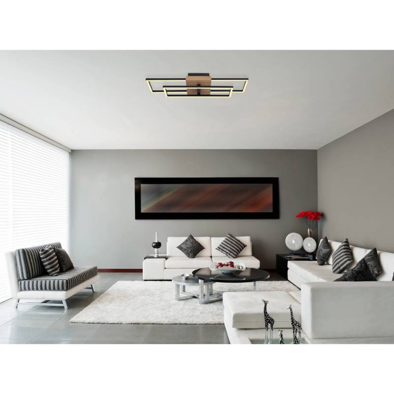 Globo LED-Deckenleuchte Kendra 1-flammig Schwarz matt 600 x 150 x 100 mm von Globo