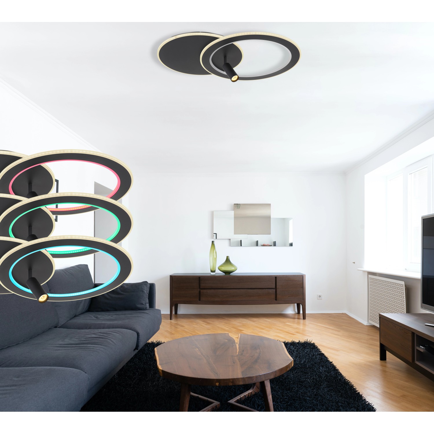 Globo LED-Deckenleuchte Marian 2-flammig Schwarz matt 695 x 492 x 135 mm Globo LED-Deckenleuchte Marian 2-flammig Schwarz matt 695 x 492 x 135 mm von Globo