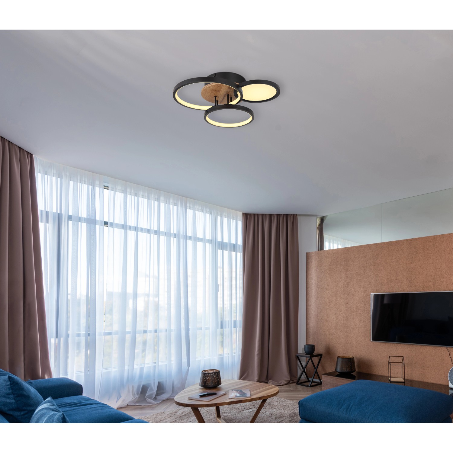 Globo LED-Deckenleuchte Sid 1-flammig Schwarz matt 400 x 380 x 105 mm Globo LED-Deckenleuchte Sid 1-flammig Schwarz matt 400 x 380 x 105 mm von Globo