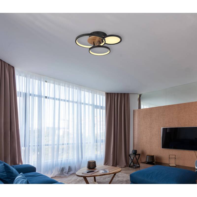 Globo LED-Deckenleuchte Sid 1-flammig Schwarz matt 400 x 380 x 105 mm von Globo