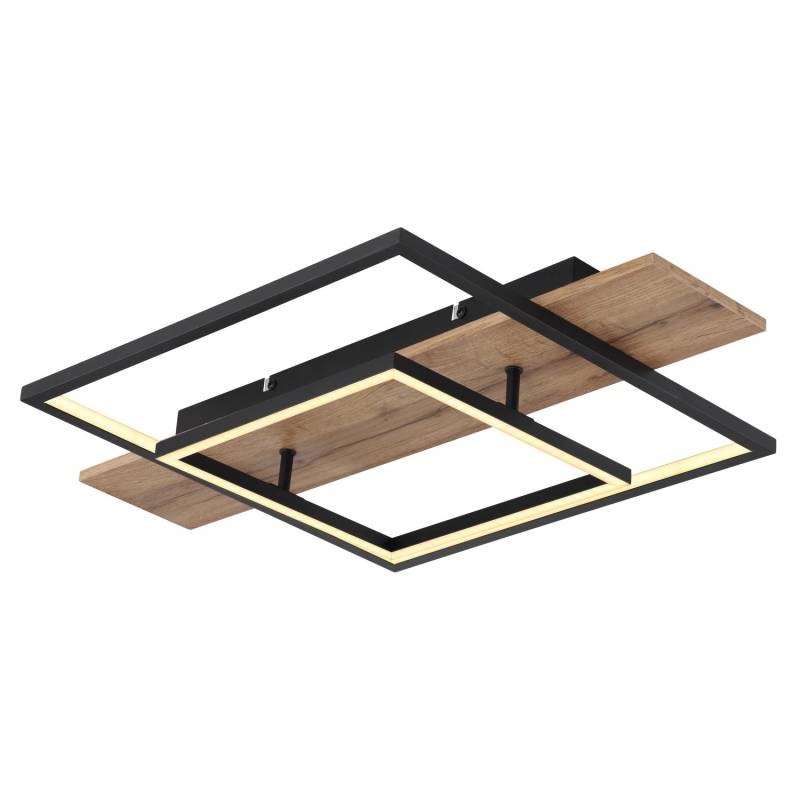 Globo LED-Deckenleuchte Vanni Holzfarben/Schwarz 60 x 40 cm von Globo