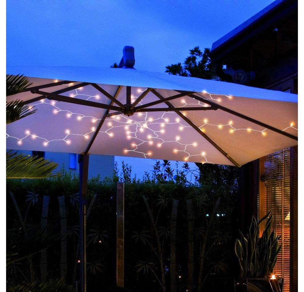 Globo LED Dekolicht, LED-Leuchtmittel fest verbaut, Warmweiß, 120x LED Lichterkette Dekolicht Weihnachten Terrassenleuchte 8x1m von Globo