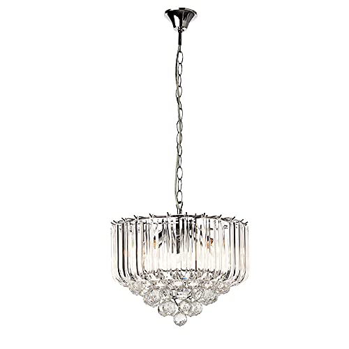 GLOBO LED Design Decken Pendel Hänge Leuchte inkl. RGB Fernbedienung Dimmbar Farbwechsler Kronleuchter Luster Beleuchtung Kristalle Chrom Wohn- Ess- Schlaf- Zimmer von GLOBO