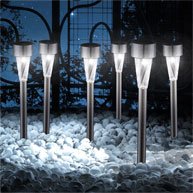 Globo-LED-Edelstahl/Kunststoff-Solar-Gartenlampe, Set von 6, Braun von Globo