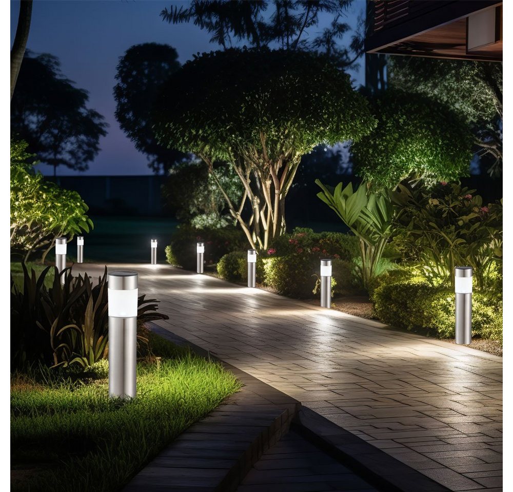 Globo LED Gartenleuchte, LED-Leuchtmittel fest verbaut, 8er Set LED Solar Steck Leuchten Garten Weg Außen Beleuchtung IP44 von Globo