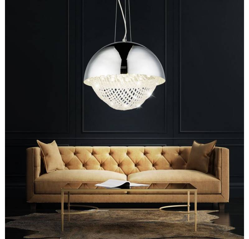 GLOBO LIGHTING LED Pendelleuchte, LED-Leuchtmittel fest verbaut, Neutralweiß, LED Hänge Leuchte Kristall Strahler Chrom Decken Lampe Wohn Zimmer von GLOBO LIGHTING