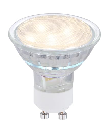 Globo LED Leuchtmittel Keramik weiß, chrom, Glas klar, Chromspiegel, D:50, H:56, inkl. 1xGU10 LED 3W 230V, 250lm, 3000K von Globo