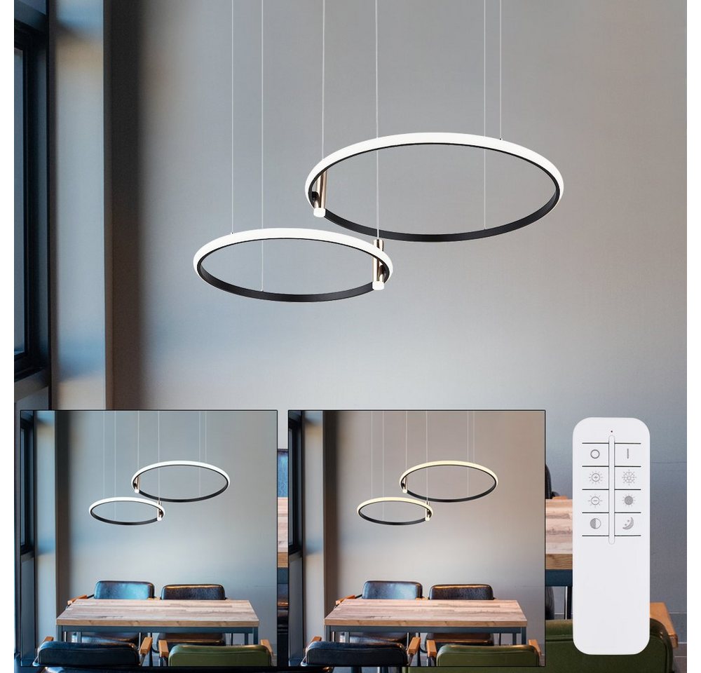 Globo LED Pendelleuchte, LED-Leuchtmittel fest verbaut, Kaltweiß, Warmweiß, Neutralweiß, Tageslichtweiß, LED Hängeleuchte Wohnzimmerlampe dimmbar Memory Alu schwarz L 102,5 cm von Globo