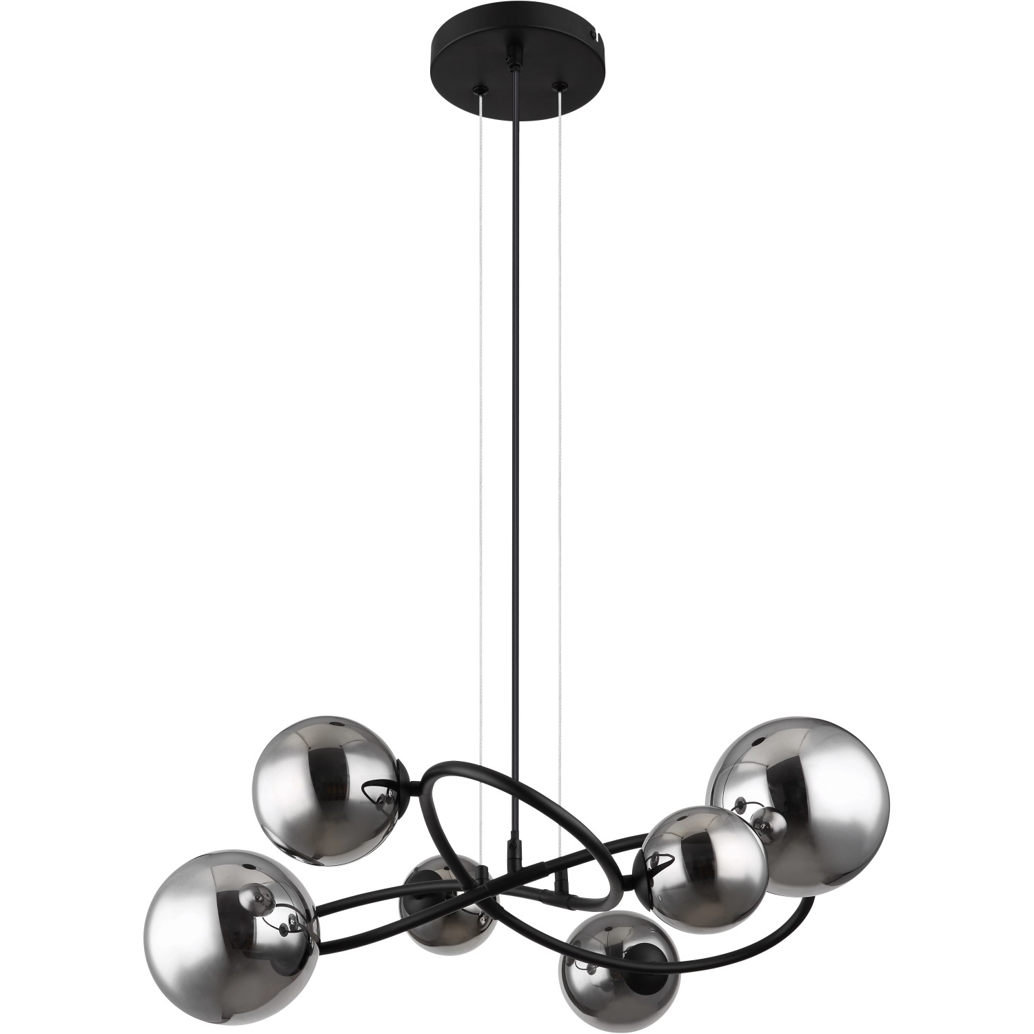 Globo LED-Pendelleuchte 6-flammig Riha Metall Schwarz Matt von Globo