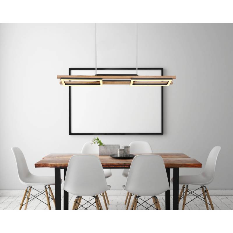 Globo LED-Pendelleuchte Illa 1-flammig Schwarz matt 1000 x 135 x 1200 mm von Globo