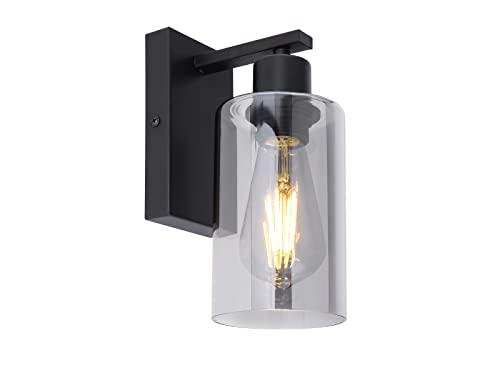 Globo LED Rauchglas Wandleuchte mit Zylinder Lampenschirm Ø 10cm, Metall Schwarz Globo LED Rauchglas Wandleuchte mit Zylinder Lampenschirm Ø 10cm, Metall Schwarz von GLOBO