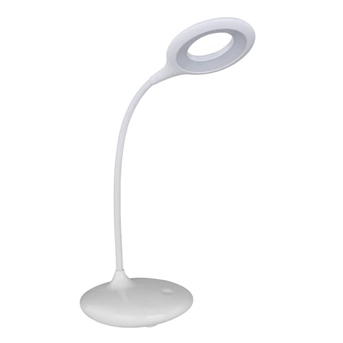 Globo LED Schreibtischlampe Touchdimmer Nachttischleuchte weiß Tischlampe flexibel, Akku USB Kabel, Kunststoff weiß, 5W 260lm neutralweiß, LxH 40x49 cm von Globo