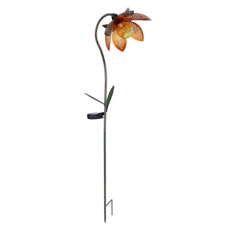 GLOBO LIGHTING LED Solarleuchte, LED-Leuchtmittel fest verbaut, Tageslichtweiß, LED Außen Solar Steck Leuchte Blume Crackle-Glas Kugel Lampe von GLOBO LIGHTING
