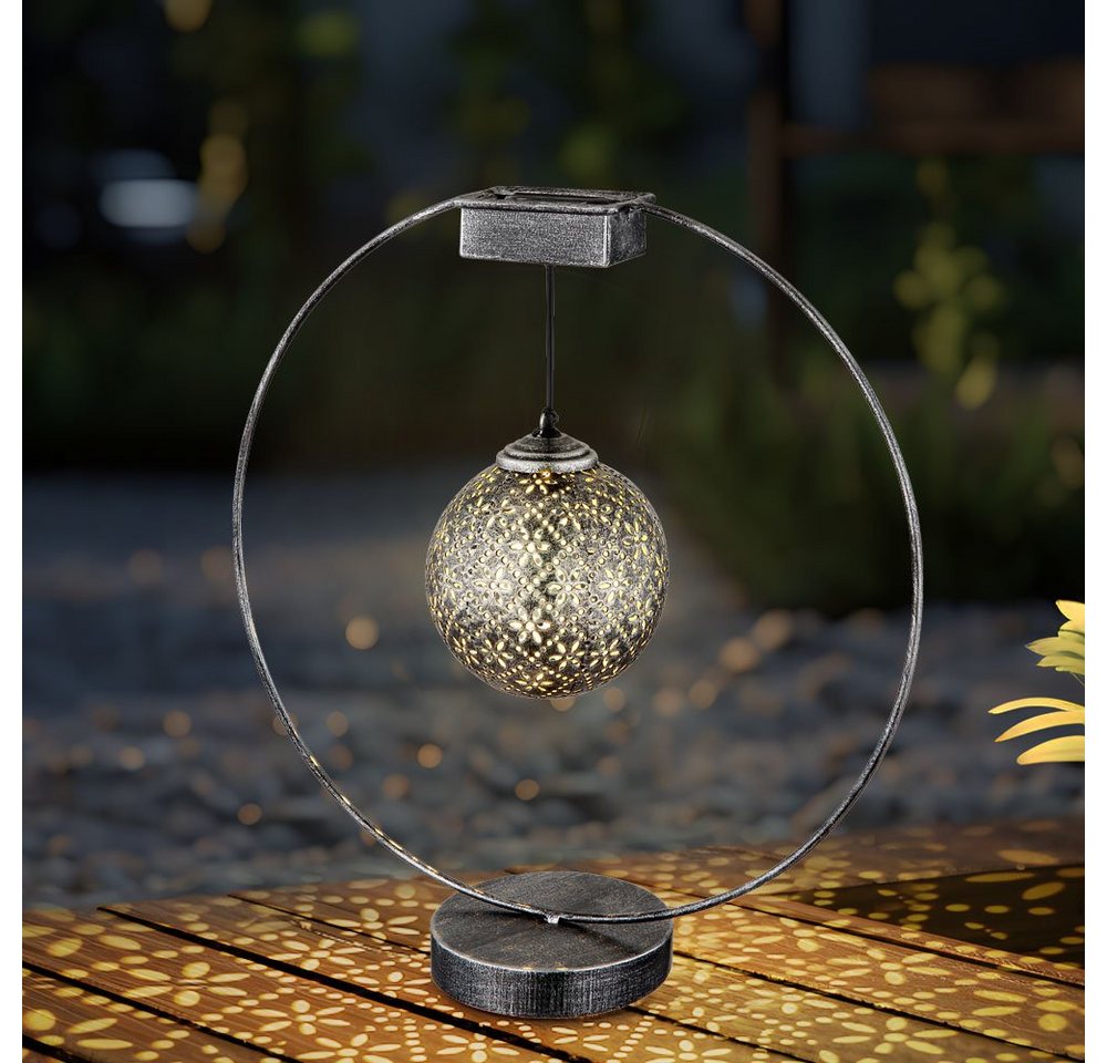 Globo LED Solarleuchte, LED-Leuchtmittel fest verbaut, Warmweiß, Solar Lampe Outdoor Solarleuchte orientalisch LED Solar Laterne von Globo