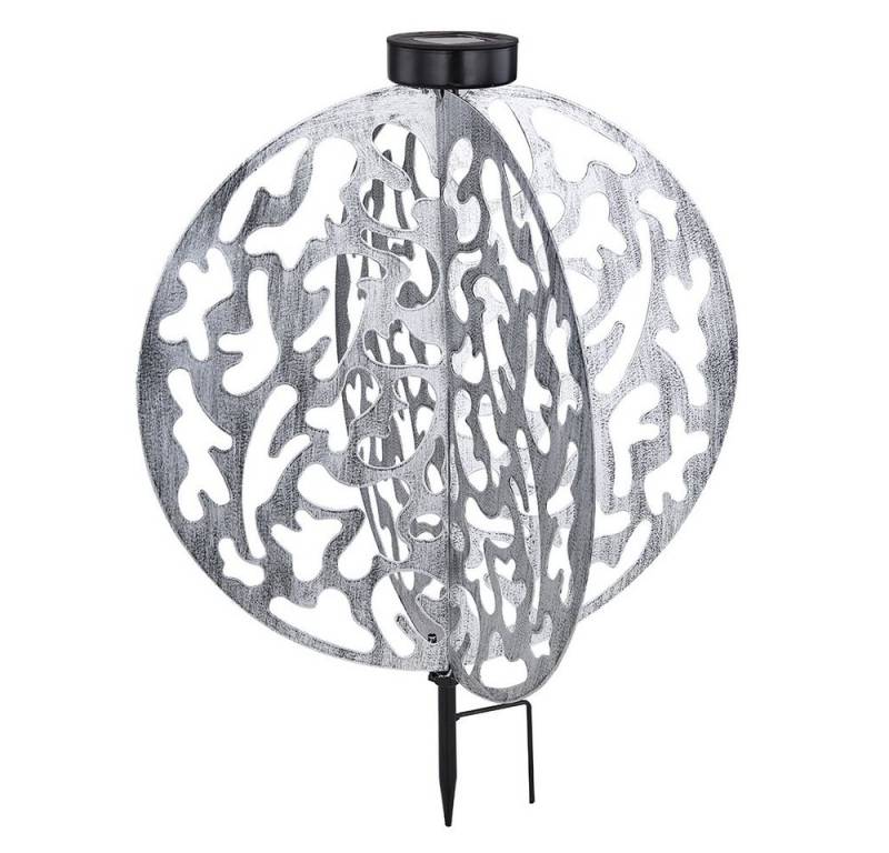 GLOBO LIGHTING LED Dekolicht, LED-Leuchtmittel fest verbaut, Warmweiß, Solarlampe Außenleuchte Gartendeko wetterfest Metall silber LED D 40cm von GLOBO LIGHTING
