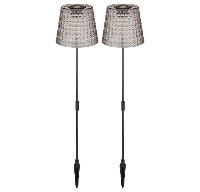 GLOBO LIGHTING LED Solarleuchte, LED-Leuchtmittel fest verbaut, Warmweiß, Solarlampe Gartendeko Außenlampe LED Erdspieß Kristalloptik rauch H 60 von GLOBO LIGHTING