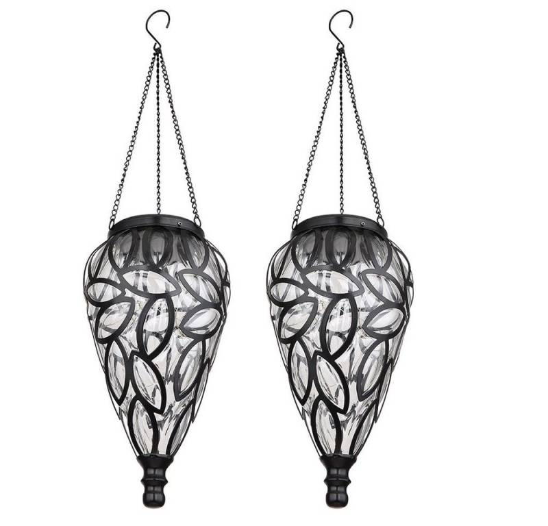 GLOBO LIGHTING LED Solarleuchte, LED-Leuchtmittel fest verbaut, Warmweiß, Solarlampe Gartendeko Hängeleuchte Außenlampe LED 2er Set von GLOBO LIGHTING