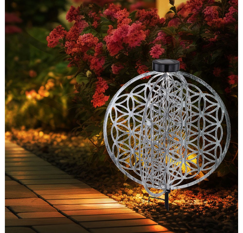 Globo LED Solarleuchte, LED-Leuchtmittel fest verbaut, Warmweiß, Solarlampe orientalische Dekoleuchte Gartenlampe Lebensblume Solar von Globo