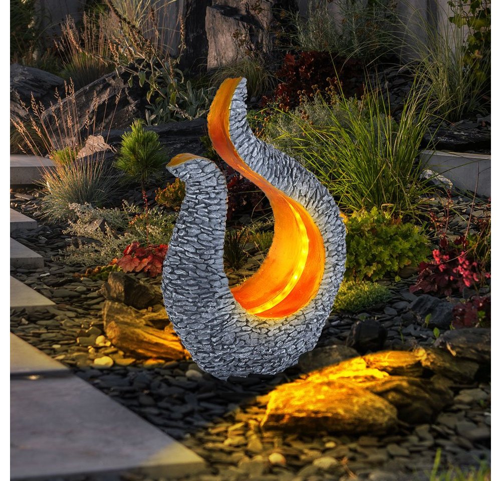 Globo LED Solarleuchte, LED-Leuchtmittel fest verbaut, Warmweiß, Solarleuchte Gartendeko Solar Skulptur Steinoptik Solarlampe gold von Globo