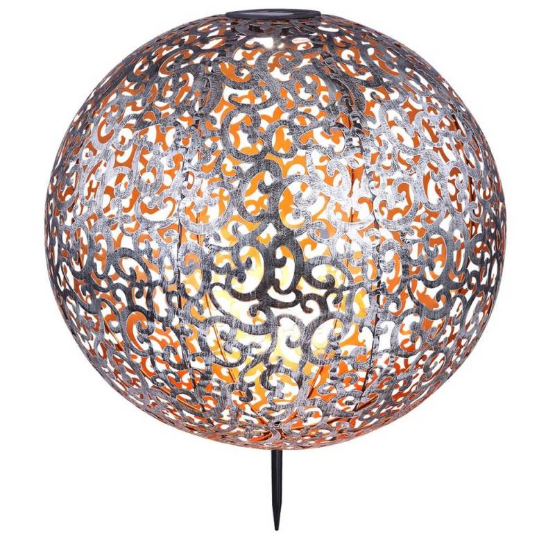 GLOBO LIGHTING LED Solarleuchte, LED-Leuchtmittel fest verbaut, Warmweiß, Solarleuchte Windlicht Solar Garten Kugel orientalsichLED von GLOBO LIGHTING