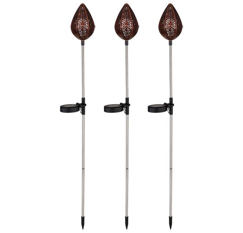 GLOBO LIGHTING LED Solarleuchte, LED-Leuchtmittel fest verbaut, Warmweiß, LED Solarleuchte Außenlampe Steckleuchte Retro Gartenlampe 3er Set von GLOBO LIGHTING